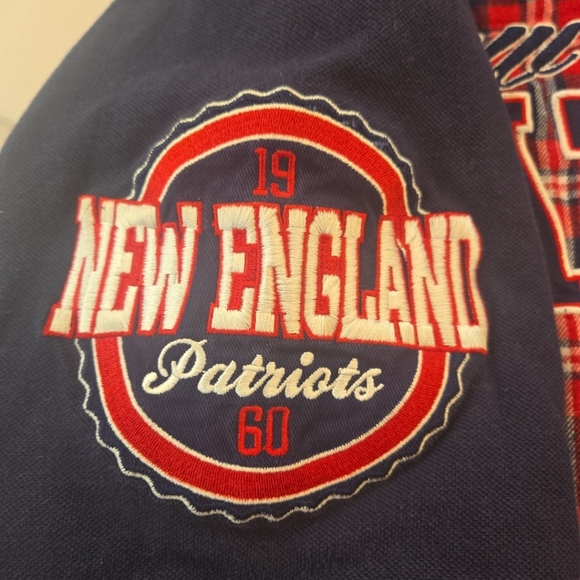 NFL New England Patriots Plaid Embroidered Spellout Flannel Hoodie Jacket XL - Picture 4 of 9